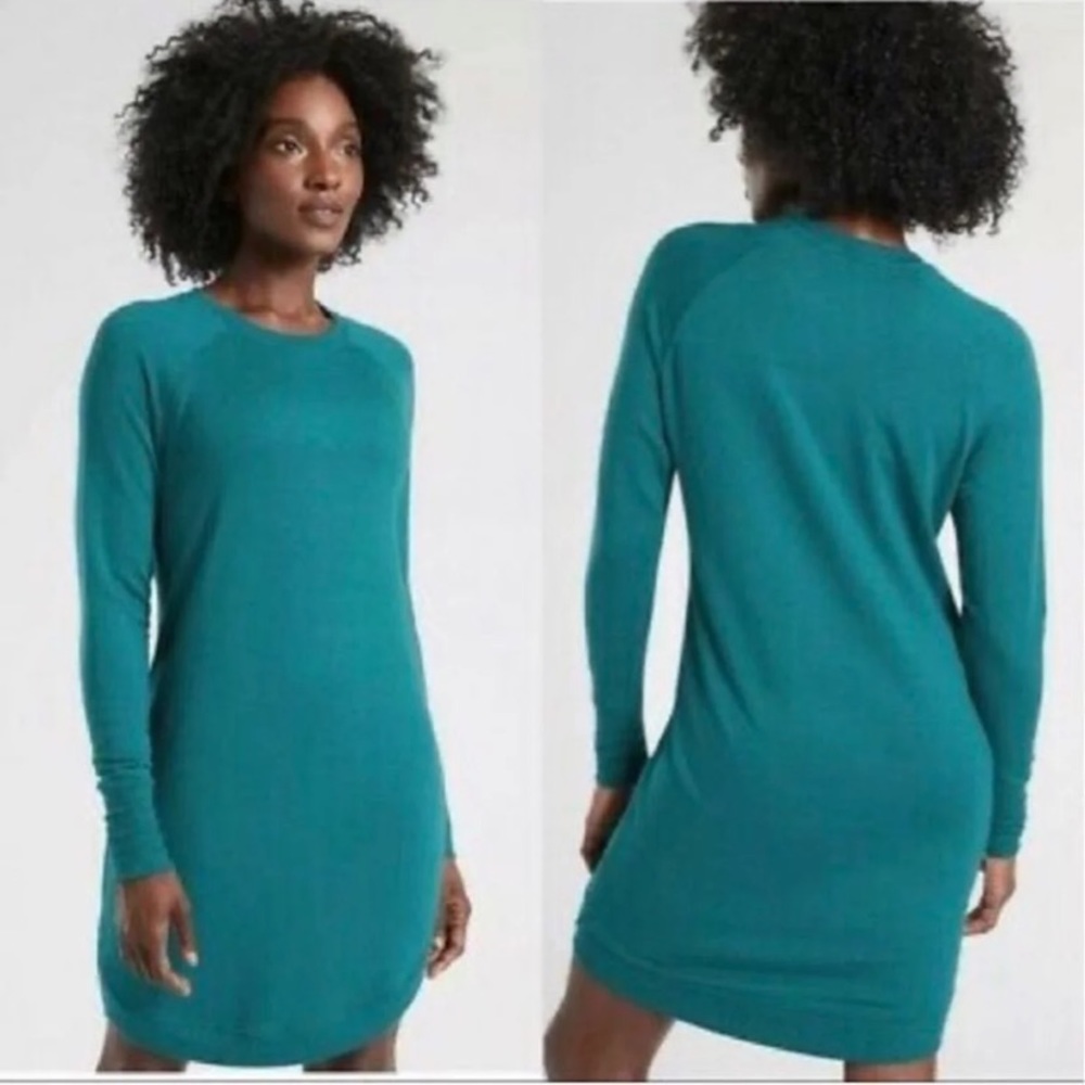 Athleta Teal Mindset Sweatshirt Dress Size Large